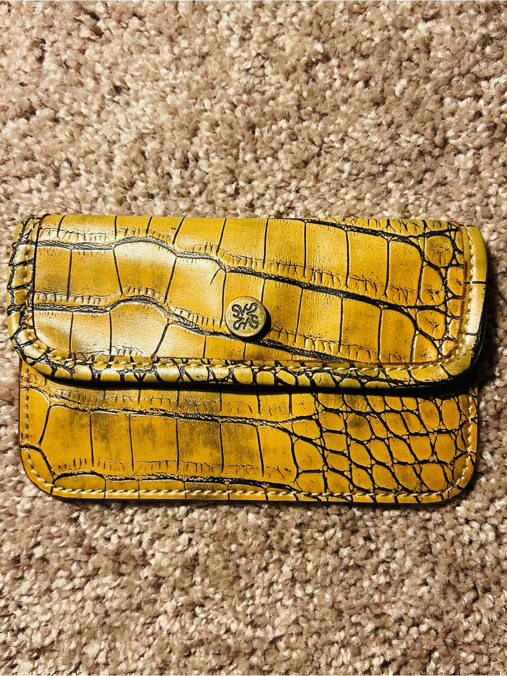 Yellow‎ Croc-Embossed Leather Wallet Clutch